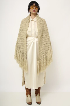 Imagem do Poncho vintage creme franjas
