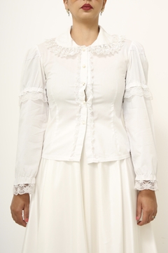 Camisa manga longa babados vintage - loja online