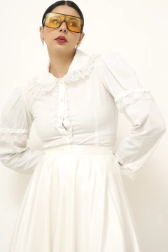 Saia longa acetinada perola vintage - Capichó Brechó