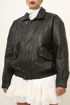 Jaqueta couro bomber vintage - comprar online