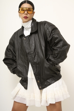 Jaqueta couro bomber vintage