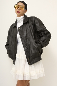 Jaqueta couro bomber vintage