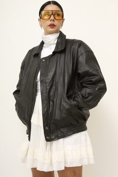 Jaqueta couro bomber vintage - Capichó Brechó