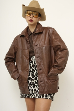 Blazer couro marrom forrado couro - comprar online