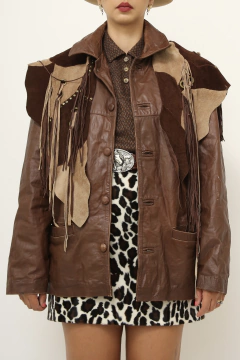 Pala couro recorte western franja - loja online