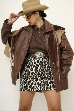 Imagem do Pala couro recorte western franja