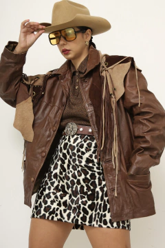 Pala couro recorte western franja na internet