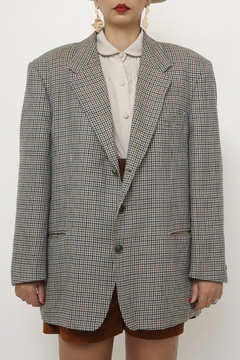Blazer xadrez HARRIS azul bege maxi