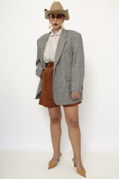 Blazer xadrez HARRIS azul bege maxi - comprar online