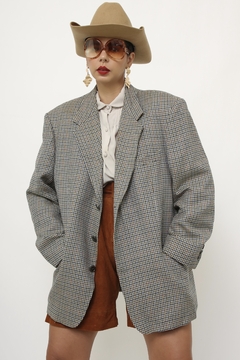Blazer xadrez HARRIS azul bege maxi - comprar online
