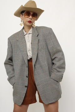 Blazer xadrez HARRIS azul bege maxi na internet