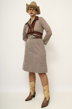Vestido western marrom cowboy vintage