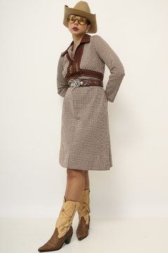 Vestido western marrom cowboy vintage