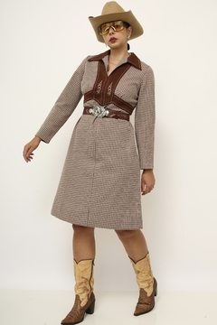 Vestido western marrom cowboy vintage - Capichó Brechó