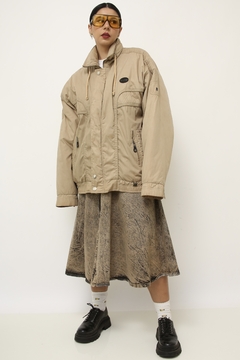 Jaqueta bomber bege acolchoada vintage forro estampado - comprar online