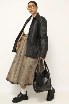 Bolsa sacola couro mão - Capichó Brechó