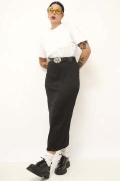 Saia longa preta lisa vintage