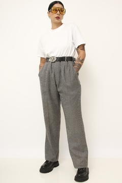 Calça xadrez cintura alta