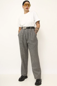 Calça xadrez cintura alta