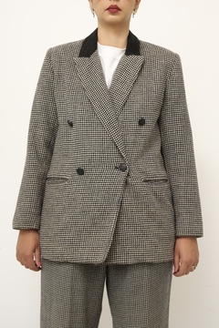 Blazer xadrez gola couro HARVE - Capichó Brechó