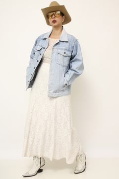 Jaqueta jeans azul rio bordado vintage - comprar online