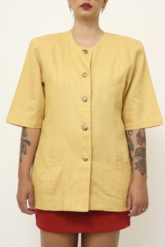 Blazer manga curta amarelo linho - Capichó Brechó