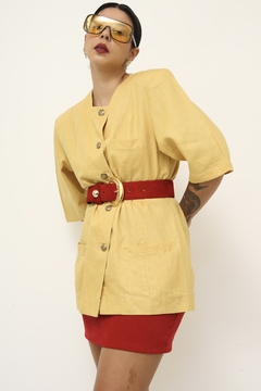Blazer manga curta amarelo linho