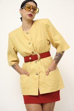 Blazer manga curta amarelo linho - comprar online