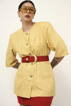 Blazer manga curta amarelo linho na internet