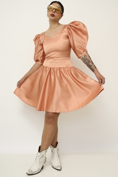 Vestido festa rose manga bufante - comprar online