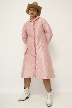 Robe matelasse rosa babados vintage acetinado - comprar online