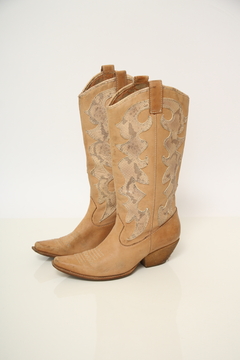 Bota bege western classica cobra 36