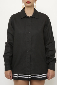 Camisa preta 100% linho - comprar online