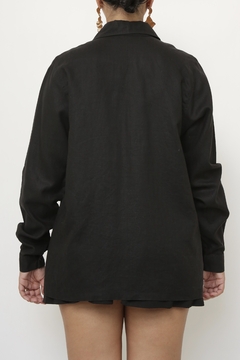 Camisa preta 100% linho - loja online
