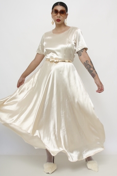 Vestido longo acetinado off white