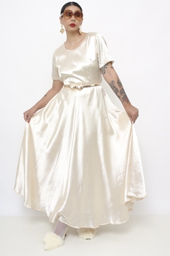 Vestido longo acetinado off white