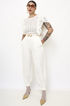 Calça off white Zara linho - comprar online