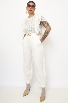Calça off white Zara linho na internet