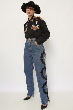 Camisa bordada de cowgirl make vintage na internet
