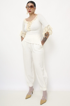 Blusa malha com renda vintage