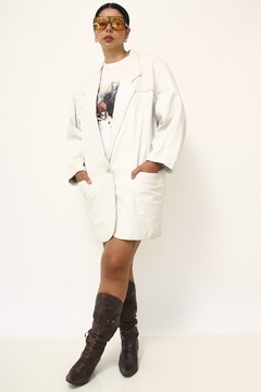 Blazer couro branco forrado vintage SANTIAGO