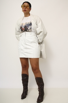 Blazer couro branco forrado vintage SANTIAGO - loja online