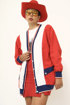 Cardigan esportivo vermelho vintage SANTIAGO - Capichó Brechó