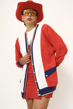 Cardigan esportivo vermelho vintage SANTIAGO