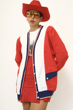 Cardigan esportivo vermelho vintage SANTIAGO na internet