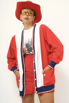 Cardigan esportivo vermelho vintage SANTIAGO na internet
