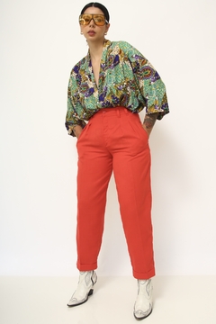 Calça cintura mega alta vermelha vintage
