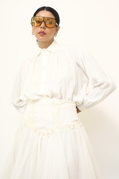 Camisa viscose branca pregas