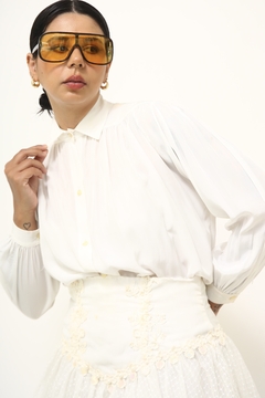 Camisa viscose branca pregas - loja online