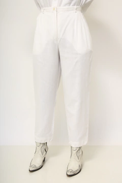Calça cintura mega alta linho branca na internet